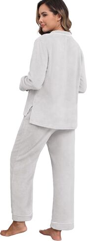 PrinStory Fluffy Pajamas for Women Winter Soft Fleece Warm Pajama Set Fuzzy Pjs Flannel 2 Piece Lounge Sets with Pockets in Kuwait