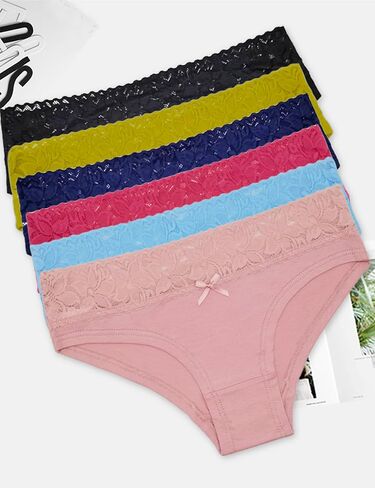 Women Cotton Panties Bikini Underwear Hipster Underpants Lace Briefs 6 Pack in Saudi Arabia