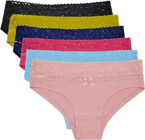 Women Cotton Panties Bikini Underwear Hipster Underpants Lace Briefs 6 Pack in Saudi Arabia