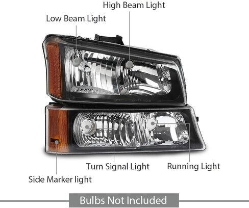 مجموعة المصابيح الأمامية LED G-PLUS، تناسب 2003-2006 Chevy Avalanche 1500 2500/Silverado 1500 1500HD 2500 2500HD 3500 المصابيح الأمامية، جانب السائق والراكب، عدسات دخانية سوداء عاكسة شفافة in Saudi Arabia