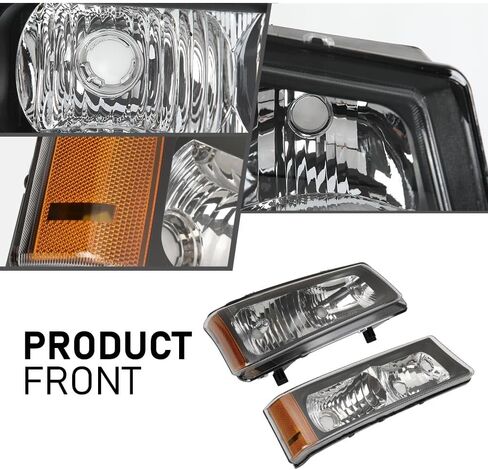 مجموعة المصابيح الأمامية LED G-PLUS، تناسب 2003-2006 Chevy Avalanche 1500 2500/Silverado 1500 1500HD 2500 2500HD 3500 المصابيح الأمامية، جانب السائق والراكب، عدسات دخانية سوداء عاكسة شفافة in Saudi Arabia