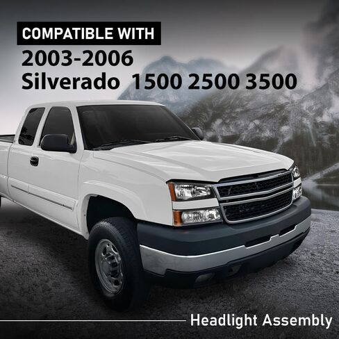 مجموعة المصابيح الأمامية LED G-PLUS، تناسب 2003-2006 Chevy Avalanche 1500 2500/Silverado 1500 1500HD 2500 2500HD 3500 المصابيح الأمامية، جانب السائق والراكب، عدسات دخانية سوداء عاكسة شفافة in Saudi Arabia