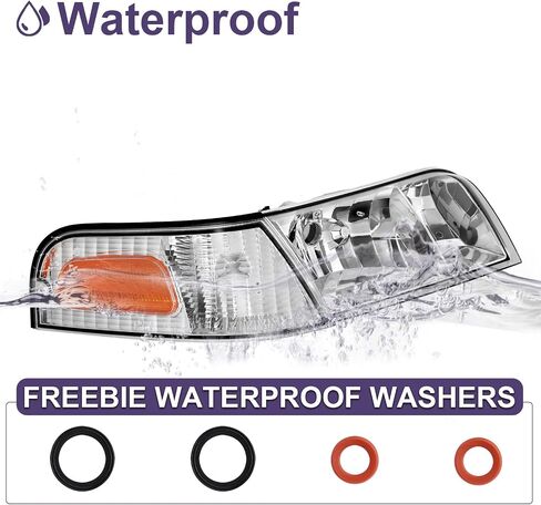 Headlights Assembly Fit For 1998-2011 Ford Crown Victoria w/Corner Headlamp 98-11 Crown Victoria Passenger and Driver Side (Chrome Housing Amber Reflector) in Saudi Arabia