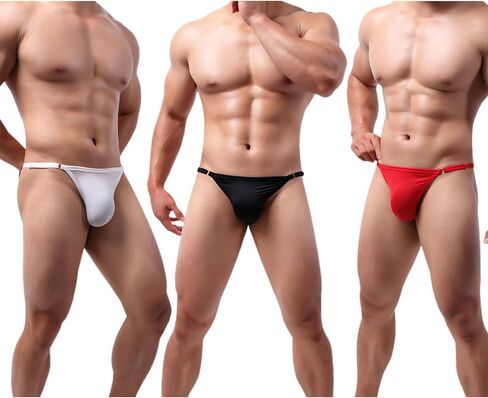 Men's G-String Thong Bikini Underwear, Adjustable Fit, Up to 47" Waist, Ultra-Thin Soft Stretchy in Saudi Arabia