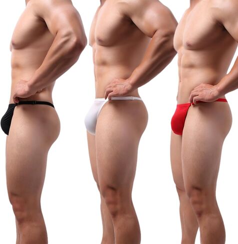Men's G-String Thong Bikini Underwear, Adjustable Fit, Up to 47" Waist, Ultra-Thin Soft Stretchy in Saudi Arabia