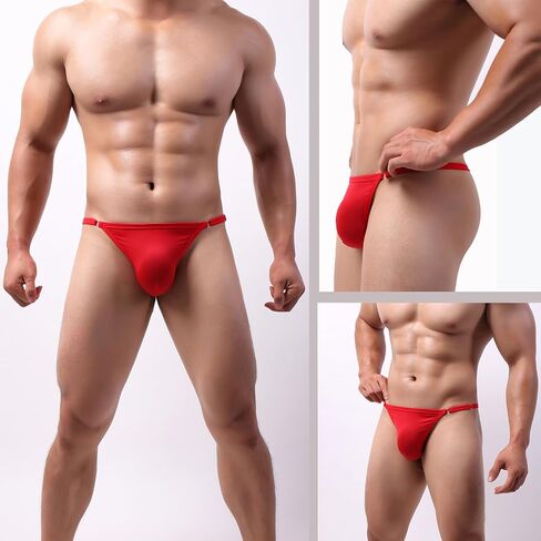 Men's G-String Thong Bikini Underwear, Adjustable Fit, Up to 47" Waist, Ultra-Thin Soft Stretchy in Saudi Arabia