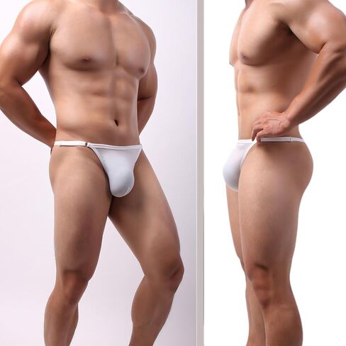 Men's G-String Thong Bikini Underwear, Adjustable Fit, Up to 47" Waist, Ultra-Thin Soft Stretchy in Saudi Arabia