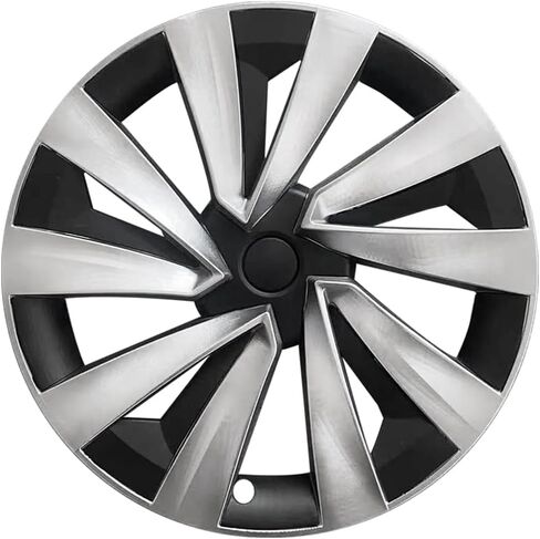 يناسب أغطية عجلات Tesla New Model Y Juniper مقاس 19 بوصة، 4 أغطية في كل عبوة، مصنوعة من مادة ABS القوية من البولي كربونات، استبدال ملحقات R19، نمط توربين، فضي أسود in Kuwait