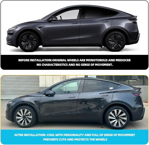 يناسب أغطية عجلات Tesla New Model Y Juniper مقاس 19 بوصة، 4 أغطية في كل عبوة، مصنوعة من مادة ABS القوية من البولي كربونات، استبدال ملحقات R19، نمط توربين، فضي أسود in Saudi Arabia