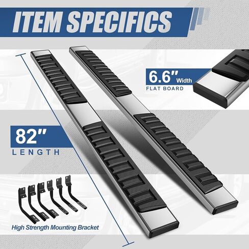 Auto Dynasty Running Boards Compatible with 2004-2024 Nissan Titan XD Crew Cab, Stainless Steel Side Step Rail Nerf Bars, 6.6 Inches Step Bars, Polished Finish in Kuwait