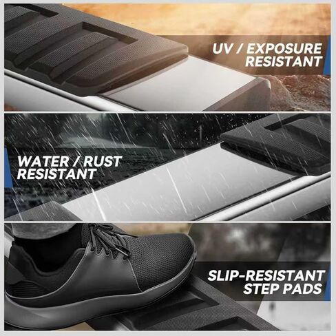 Auto Dynasty Running Boards Compatible with 2004-2024 Nissan Titan XD Crew Cab, Stainless Steel Side Step Rail Nerf Bars, 6.6 Inches Step Bars, Polished Finish in Kuwait