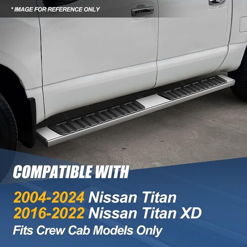 Auto Dynasty Running Boards Compatible with 2004-2024 Nissan Titan XD Crew Cab, Stainless Steel Side Step Rail Nerf Bars, 6.6 Inches Step Bars, Polished Finish in Kuwait