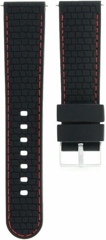 حزام ساعة Ewatchparts بسوار مطاطي 24 مم متوافق مع ساعة Gucci باللون الأسود مع خياطة حمراء in Saudi Arabia