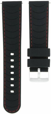حزام ساعة Ewatchparts بسوار مطاطي 24 مم متوافق مع ساعة Gucci باللون الأسود مع خياطة حمراء in Saudi Arabia