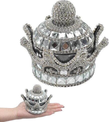 معطر هواء على شكل تاج للسيارة، موزع عطور كريستالي، حامل معطر هواء، زجاجة زينة معطرة على شكل تاج كريستالي لتزيين لوحة قيادة السيارة الداخلية والمكتب المنزلي (فضي، بدون عطر) in Saudi Arabia