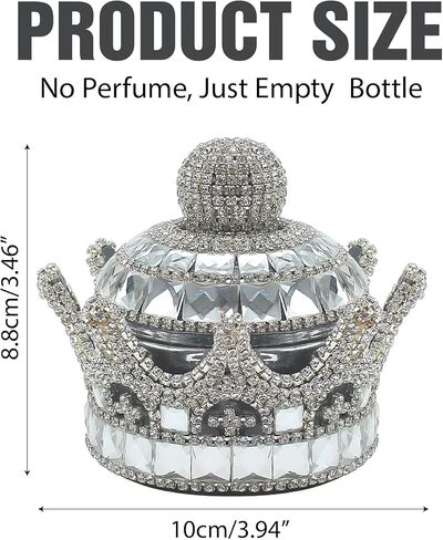 معطر هواء على شكل تاج للسيارة، موزع عطور كريستالي، حامل معطر هواء، زجاجة زينة معطرة على شكل تاج كريستالي لتزيين لوحة قيادة السيارة الداخلية والمكتب المنزلي (فضي، بدون عطر) in Saudi Arabia