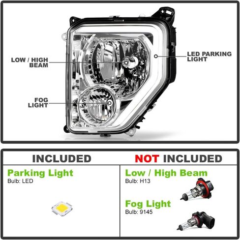 KEEKPO - For 2008-2012 Jeep Liberty Upgrade Style Upgrade LED Tube Chrome Houdsing Headlights w/Fog Lamp Headlamps Left+Right in Saudi Arabia