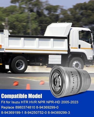 Diesel Fuel Filter Fit for Isuzu HTR HVR NPR NPR-HD NPR-XD NQR NRR REACH FTR FVR 4HK1 6HK1 4JJ1 5.2L 7.8L 3.0L, Replace 8980374810 8-94369299-0 8-94369199-1,1PCS in Saudi Arabia