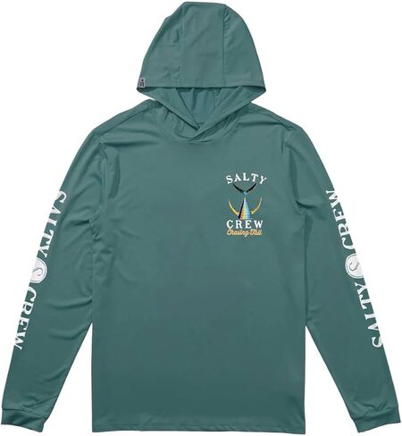 قميص شمسي بغطاء رأس للرجال من Salty Crew - ملمس خفيف الوزن، مناسب للأداء، تغطية لركوب الأمواج في الهواء الطلق in Saudi Arabia