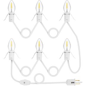 4 حزمة سلك ملحق مع 24 لمبة إضاءة LED ومنفذ إضاءة قرية عيد الميلاد بطول 46.4 قدم سلك أبيض مع مصهر احتياطي مصباح C7 أبيض دافئ ملحقات قرية عيد الميلاد لتزيين منازل القرية in Kuwait