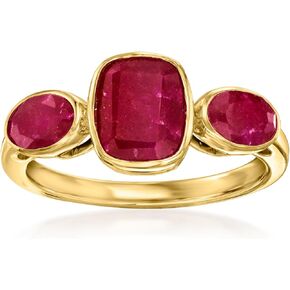 Ross-Simons 3.30 ct. t.w. Ruby 3-Stone Ring in 18kt Gold Over Sterling in Saudi Arabia
