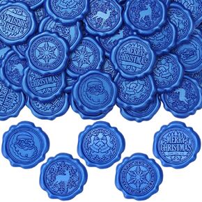 Dianelhall 50 Pcs Christmas Wax Seal Stickers Vintage Envelope Seal Stickers Embossed Christmas Wedding Sticker Roses Snowflake Stickers Self Adhesive Wax Seals for Wedding(Wine Red) in Kuwait