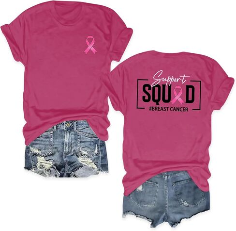 Breast Cancer Shirts for Women Breast Cancer Awareness Tshirt Pink Ribbon Graphic Short Sleeve Tee Tops in Kuwait