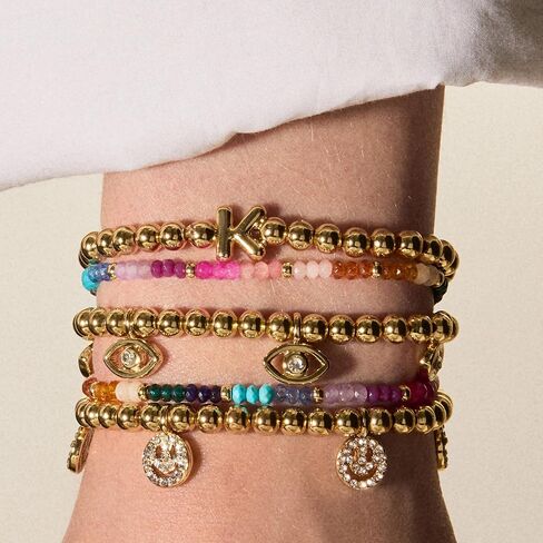 Initial Pisa Custom Bracelet, Trendy Gold-Plated Beads, Fashion Jewelry, Popular Initial Letter Bracelet, Stretchy Fit for Kids and Adults in Saudi Arabia