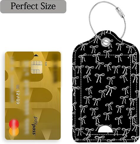2 Pack Luggage Tag for Suitcases, PU Leather Suitcase Tags Privacy Cover ID Label with Steel Loop, Personalized Baggage Identifier for Women Girls, Pink Black Flower Bow in Saudi Arabia