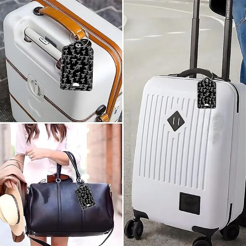2 Pack Luggage Tag for Suitcases, PU Leather Suitcase Tags Privacy Cover ID Label with Steel Loop, Personalized Baggage Identifier for Women Girls, Pink Black Flower Bow in Saudi Arabia