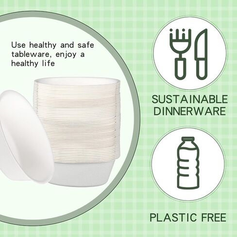 Dandat 6 oz Disposable Paper Bowls Bulk Bowls Small Disposable Bowls Bagasse Dessert Bowls Disposable for Ice Cream Soup Salad Pasta Party Supplies Picnic Banquet Barbecues Pet Food (250 Pcs) in Saudi Arabia