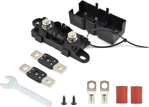 Mega ANM Bolt Down Fuse Hoder مع 2X200A صمامات احتياطية، ومحطات، وأنابيب تقلص، ومسامير ومفتاح ربط الكل في حزمة واحدة مثالية لشاحنة السيارة، وRV، والمقطورة والقوارب البحرية (Mega 200A) in Kuwait