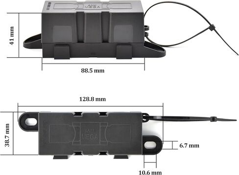 Mega ANM Bolt Down Fuse Hoder مع 2X200A صمامات احتياطية، ومحطات، وأنابيب تقلص، ومسامير ومفتاح ربط الكل في حزمة واحدة مثالية لشاحنة السيارة، وRV، والمقطورة والقوارب البحرية (Mega 200A) in Kuwait