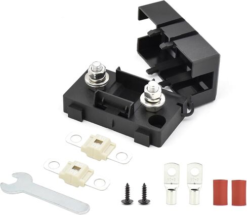 Mega ANM Bolt Down Fuse Hoder مع 2X200A صمامات احتياطية، ومحطات، وأنابيب تقلص، ومسامير ومفتاح ربط الكل في حزمة واحدة مثالية لشاحنة السيارة، وRV، والمقطورة والقوارب البحرية (Mega 200A) in Kuwait