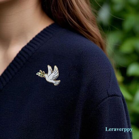 Enamel Pin,Peace Dove With Olive Branch Lapel Pin,Cute Bird Badge,Love And Peace Brooch,Decor DIY,Denim Jacket Canvas Bag Backpack Accessory,Gift For Make Up Over Fight,Partners,Wife,Teens in Saudi Arabia