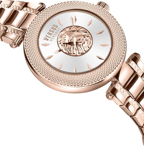 Versus Versace Brick Lane Lion Collection Luxury Womens Watch Timepieces with a Rosegold Bracelet and Case Featuring a Silver Dial in Saudi Arabia
