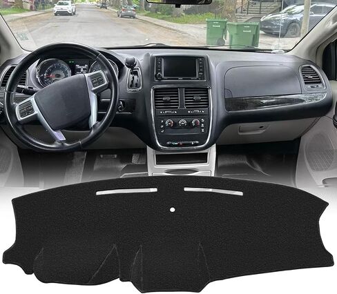 Dash Cover Mat Custom Fit for Chrysler Town Country, Dodge Grand Caravan, Ram C/V Cargo Van with Light Sensor w/o Speaker Dashboard Cap Pad Carpet Protector K341 (Black) in Saudi Arabia