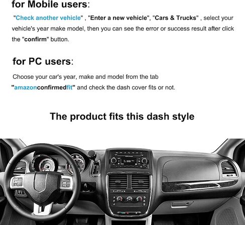 Dash Cover Mat Custom Fit for Chrysler Town Country, Dodge Grand Caravan, Ram C/V Cargo Van with Light Sensor w/o Speaker Dashboard Cap Pad Carpet Protector K341 (Black) in Saudi Arabia