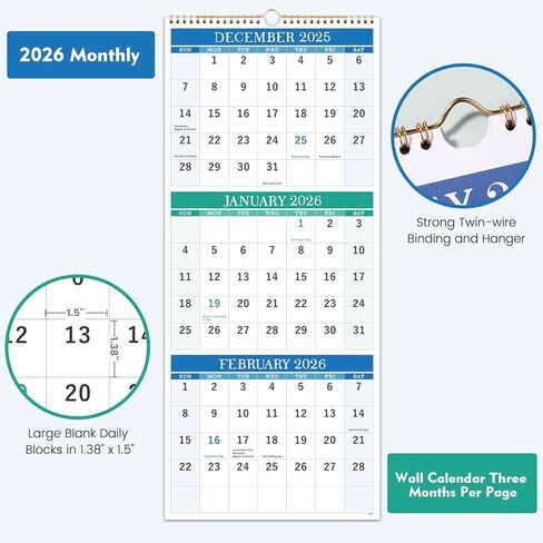 2025 Calendar - 2025 Wall Calendar from January 2025 to December 2025, Calendar 2025 with Premium Paper, Spiral Bound, 14.5'' x 11.5'' in Kuwait