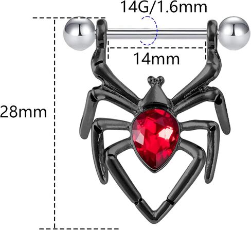 TFENY SJGF14G 16G 316L Skull Nipple Rings Stainless Steel Nopple Barbells Piercing Jewelry for Women in Saudi Arabia