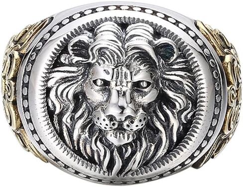 Vintage Lion Head Stacking Rings For Women Men Gothic Animal Amulet Open Adjustable Expandable Statement Finger Bands Biker Knuckle Rings Cool Rock Punk Style Jewelry Unique Gifts Graduation Birthday in Saudi Arabia