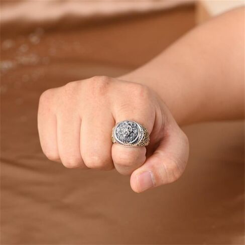 Vintage Lion Head Stacking Rings For Women Men Gothic Animal Amulet Open Adjustable Expandable Statement Finger Bands Biker Knuckle Rings Cool Rock Punk Style Jewelry Unique Gifts Graduation Birthday in Saudi Arabia