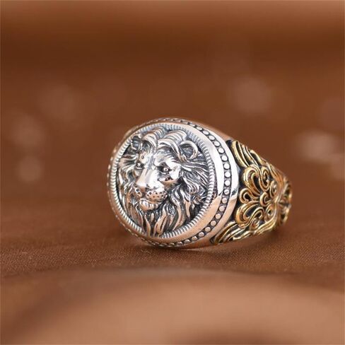 Vintage Lion Head Stacking Rings For Women Men Gothic Animal Amulet Open Adjustable Expandable Statement Finger Bands Biker Knuckle Rings Cool Rock Punk Style Jewelry Unique Gifts Graduation Birthday in Saudi Arabia