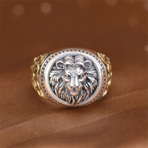 Vintage Lion Head Stacking Rings For Women Men Gothic Animal Amulet Open Adjustable Expandable Statement Finger Bands Biker Knuckle Rings Cool Rock Punk Style Jewelry Unique Gifts Graduation Birthday in Saudi Arabia