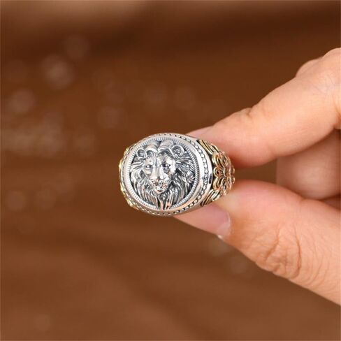 Vintage Lion Head Stacking Rings For Women Men Gothic Animal Amulet Open Adjustable Expandable Statement Finger Bands Biker Knuckle Rings Cool Rock Punk Style Jewelry Unique Gifts Graduation Birthday in Saudi Arabia