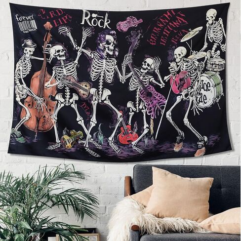 NAVNAWM Funny Skull Wall Hanging for Bedroom Decor - Skeleton Tapestry Aesthetic 51 * 39 Inches in Saudi Arabia