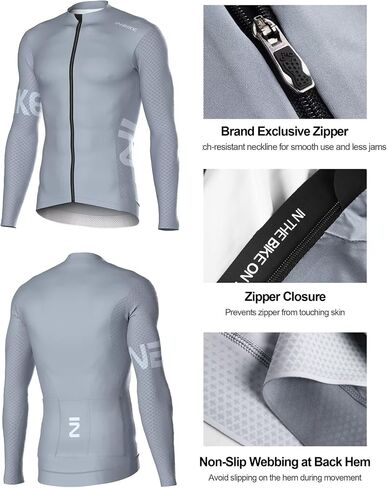 INBIKE Cycling Jersey Men, Long Sleeves Quick Dry Bike Shorts with Pockets, Moisture Wicking Bicycle Tops for Road Biking MTB in Saudi Arabia