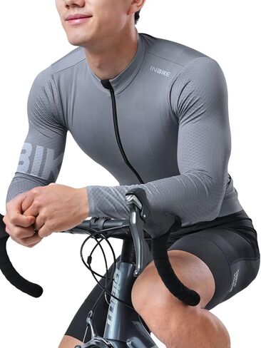 INBIKE Cycling Jersey Men, Long Sleeves Quick Dry Bike Shorts with Pockets, Moisture Wicking Bicycle Tops for Road Biking MTB in Saudi Arabia