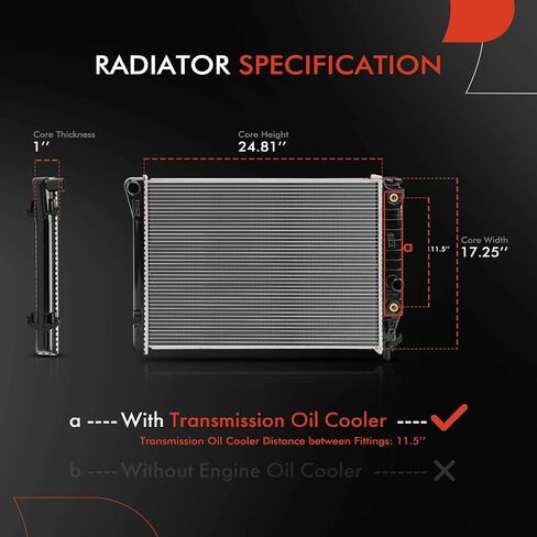 A-Premium Engine Coolant Radiator Assembly with Transmission Oil Cooler Compatible with Chevrolet Corvette 1997 1998 1999 2000 2001 2002 2003 2004 5.7L in Saudi Arabia