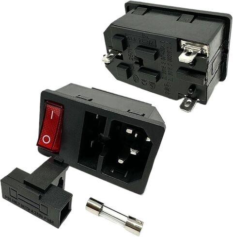 1 قطعة LZ-14-F15 C14 لوحة شنت المكونات مدخل التيار المتردد وحدة 3 دبابيس مقبس الطاقة مع 5X20MM 10A الصمامات والأحمر 250 فولت LED الروك التبديل in Saudi Arabia